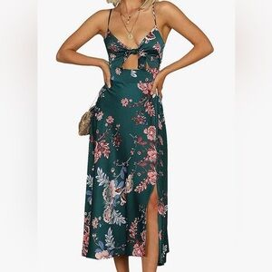Green Floral Tie Dress
